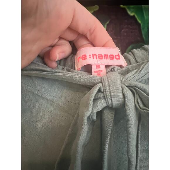 Renamed Open Wide Leg Boho Pants Festival Beachy Flowy Sage Green Women's Medium - Picture 5 of 6